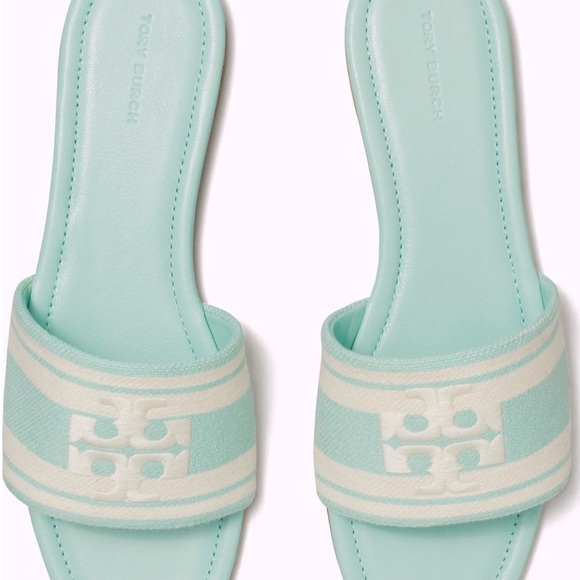 TORY BURCH DOUBLE T JACQUARD SLIDE SANDALS - Picture 2 of 5